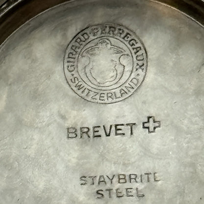 29.5mm Vintage Girard Perregaux 7163 Engraved Watch Case StayBrite Steel Brevet