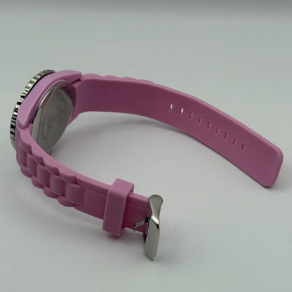 Gossip Ladies Quartz Watch Pink Dial Silver Tone Bezel Japan Working 39mm