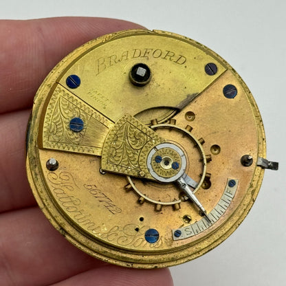 46.5mm Fattoroni & Sons Bradford Chronometer Makers Pocket Watch Movement PARTS