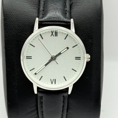 Lowrys Arm Ladies Quartz Watch White Dial Black Strap Japan Working 28mm