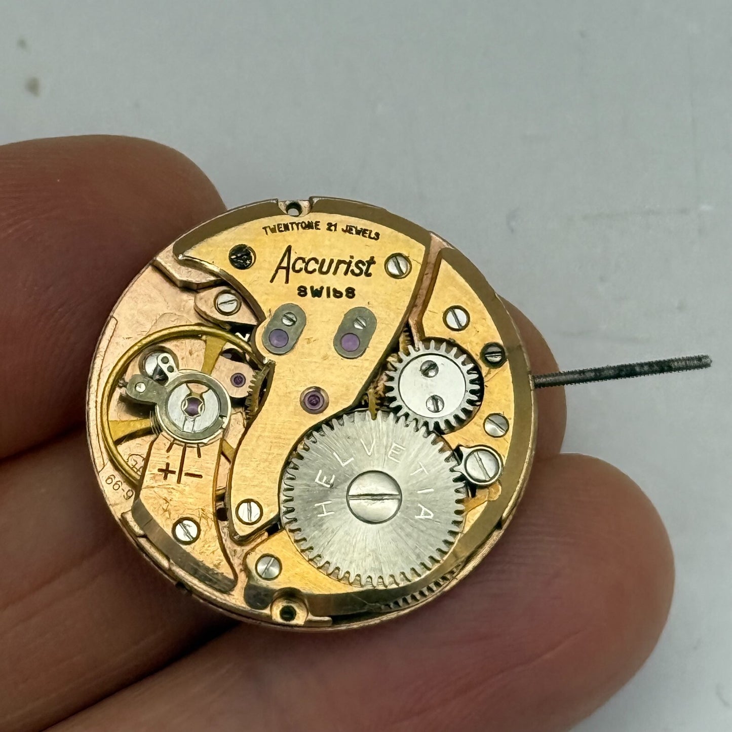 25.9mm Vintage Accurist FHF 66-9 Swiss Manual Wind Watch Movement PARTS REPAIR