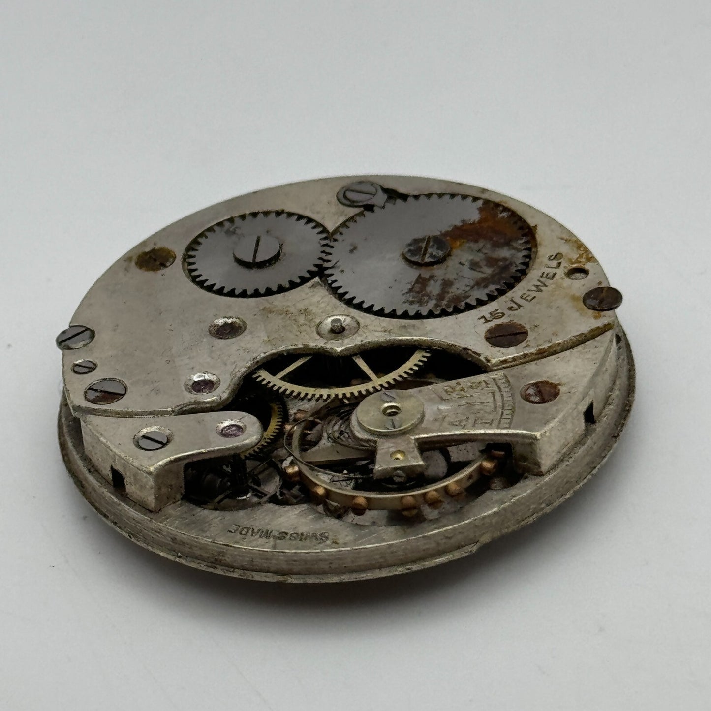 43mm Unidentified 15 Jewels Swiss Vintage Pocket Watch Movement PARTS SPARES