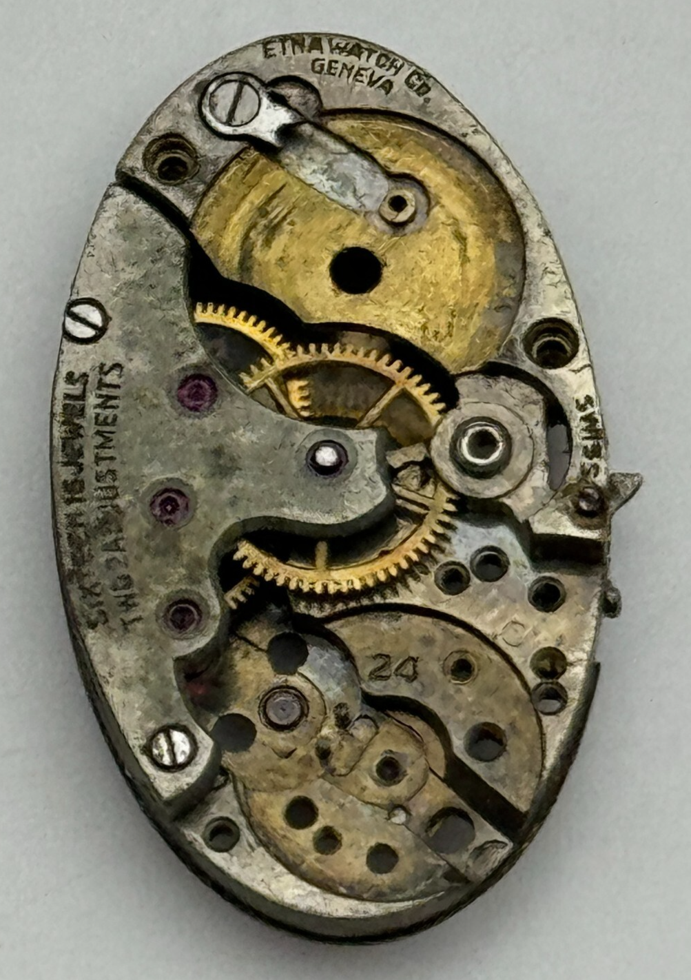 15.2mm Etna Watch Co As 24 A Schild Partial Manual Wind Watch Movement PARTS