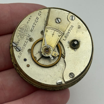 45.8mm Antique Brooklyn Watch Co BWC Key Wound Pocket Watch Movement PARTS