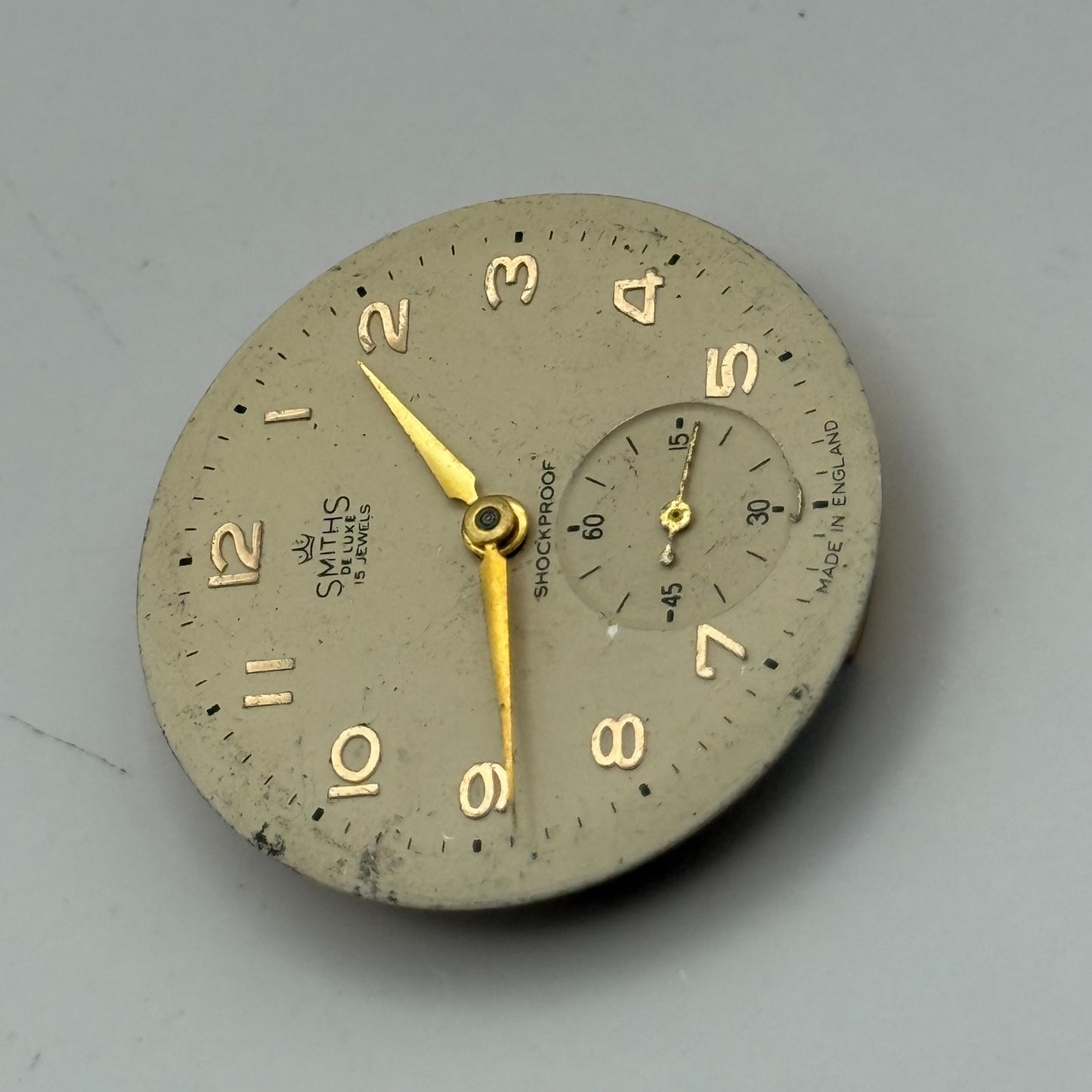 Smiths De Luxe 72 Shockproof Watch Movement Manual Wind Vintage Parts 26.9mm