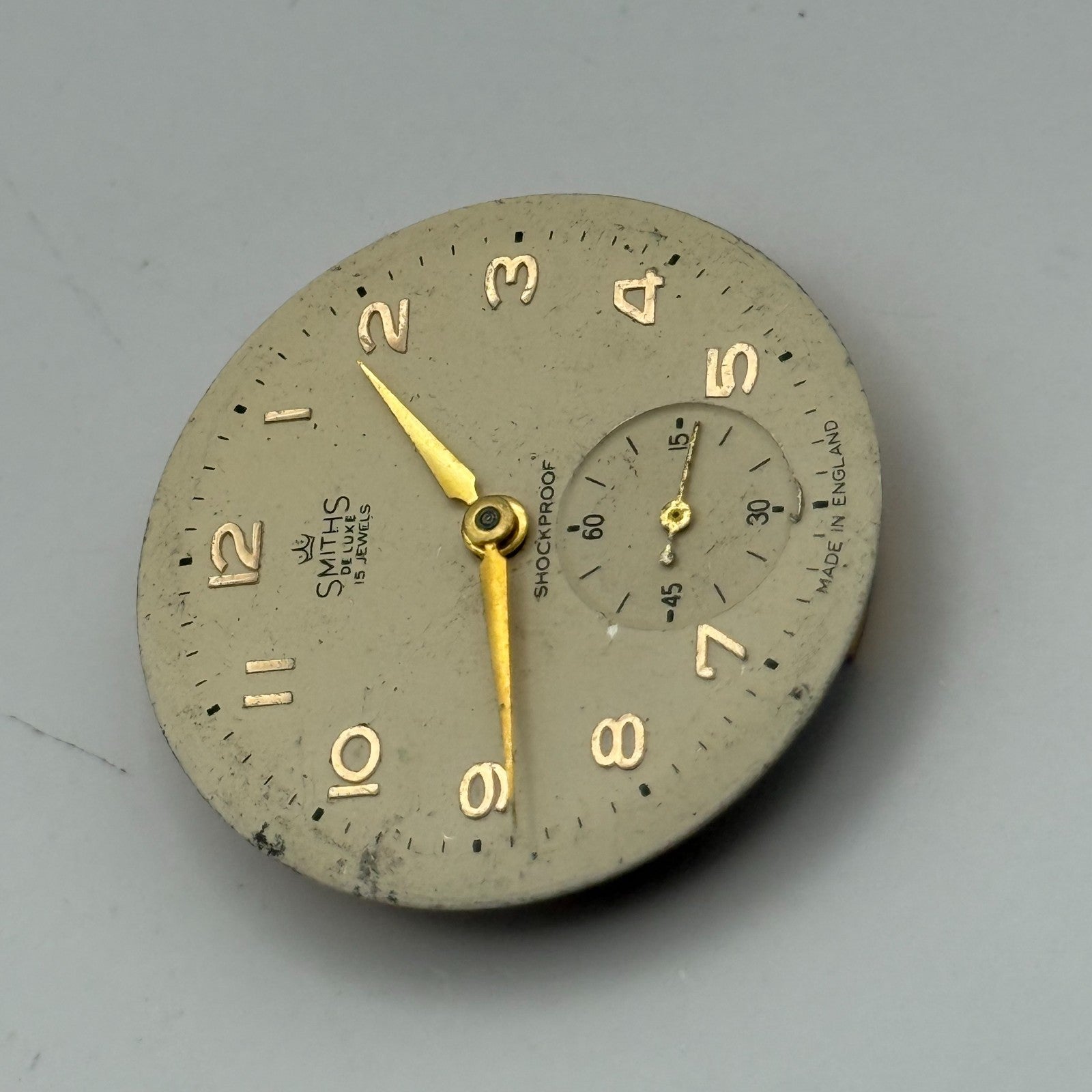 Smiths De Luxe 72 Shockproof Watch Movement Manual Wind Vintage Parts 26.9mm