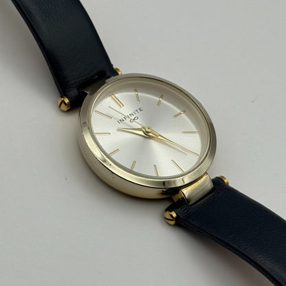 Infinite Ladies Quartz Watch Silver Dial Blue Leather Strap Japan Working 28mm