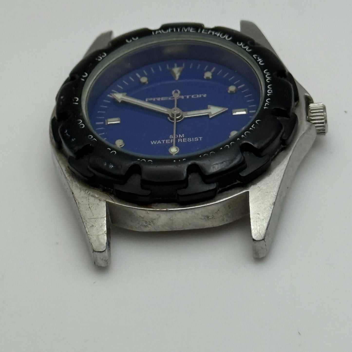 34mm Working Men's Predator Tachymeter 50M Blue Black Divers Quartz Watch Head