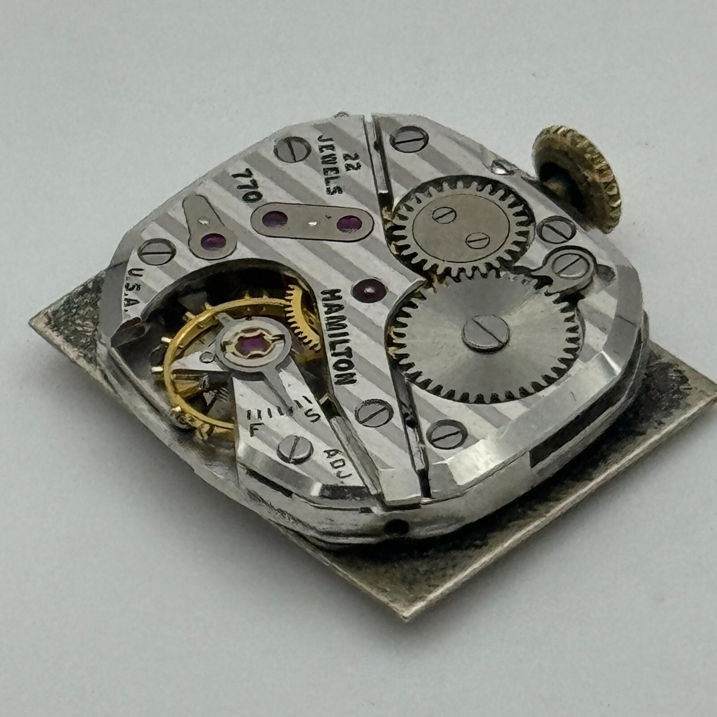 20.4mm Running Hamilton Cal 770 Manual Wind 22 Jewels USA Watch Movement PARTS