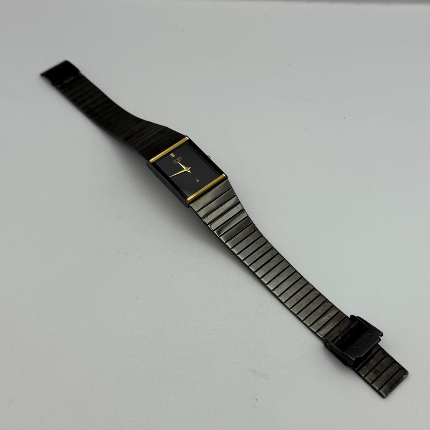 22mm Working Vintage Ladies Citizen CQ Black Dial & Strap Quartz Watch 8 Inches