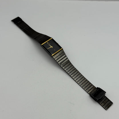 22mm Working Vintage Ladies Citizen CQ Black Dial & Strap Quartz Watch 8 Inches