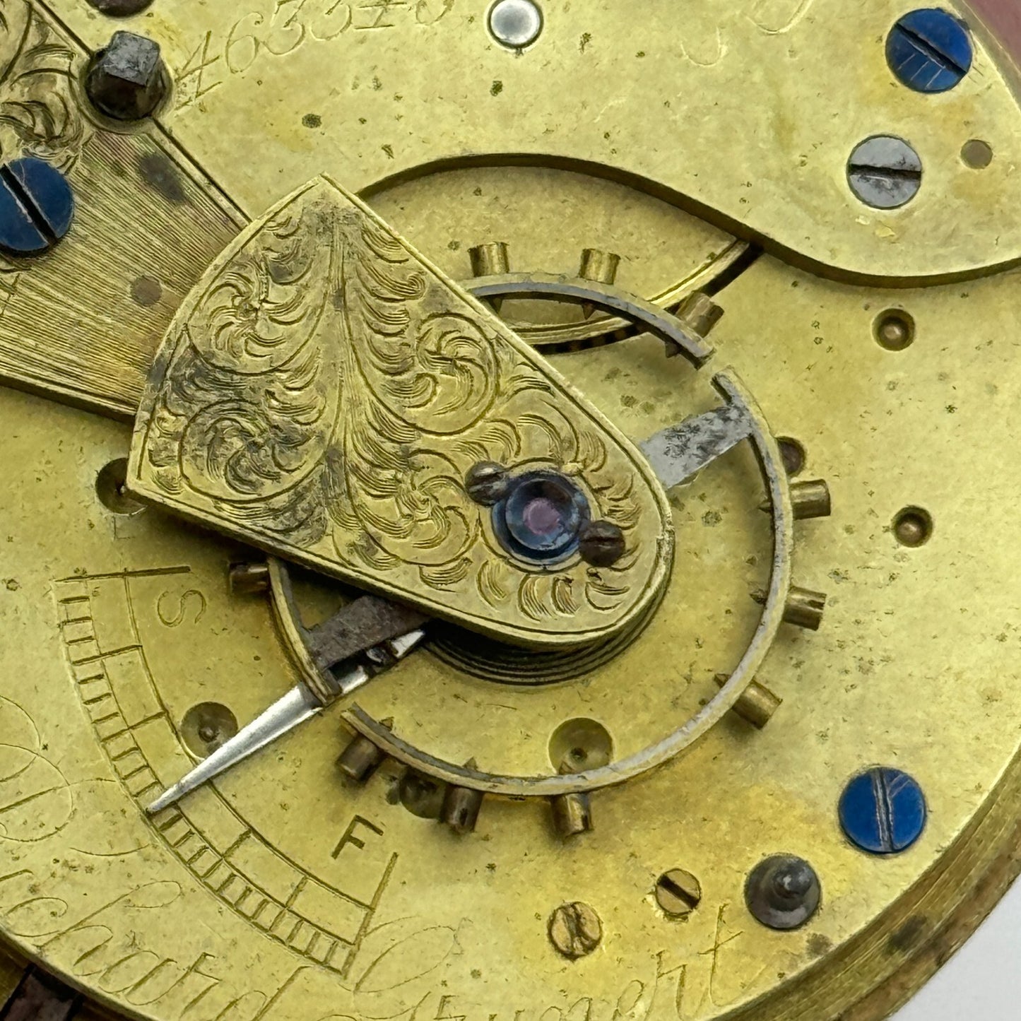 46.6mm Richard Grunert Beverley Antique Key Wound Pocket Watch Movement PARTS