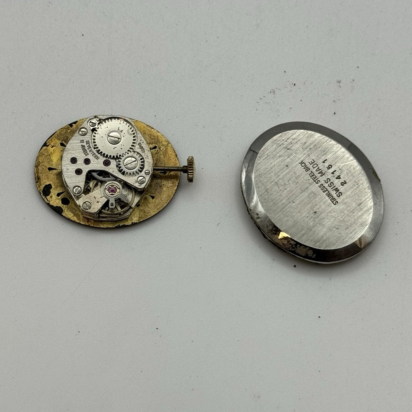 27mm Ladies Manual Wind Excalibur Black Dial Swiss Watch To Repair Non Working