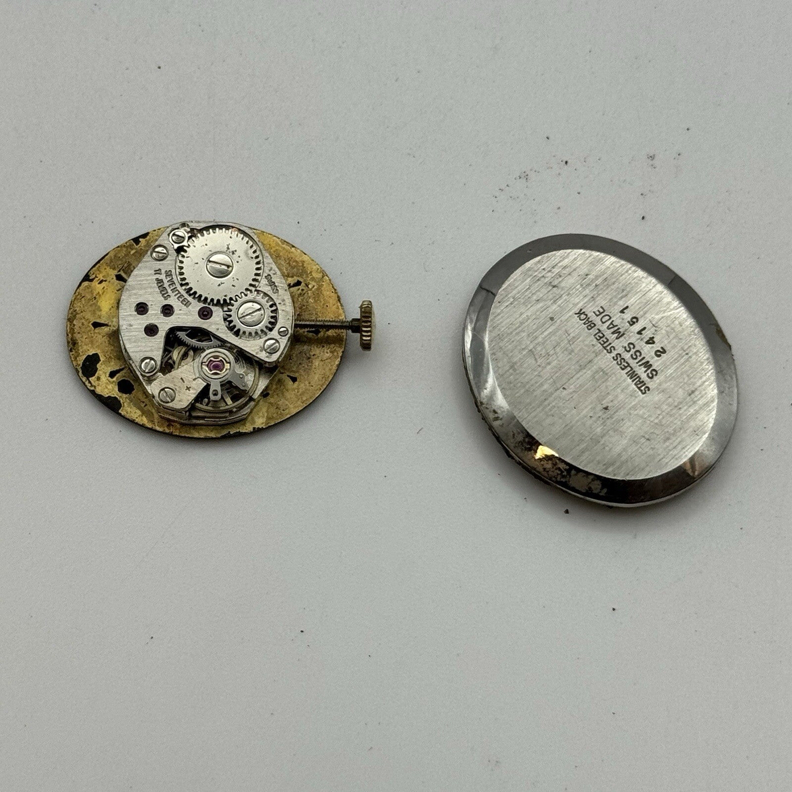 27mm Ladies Manual Wind Excalibur Black Dial Swiss Watch To Repair Non Working