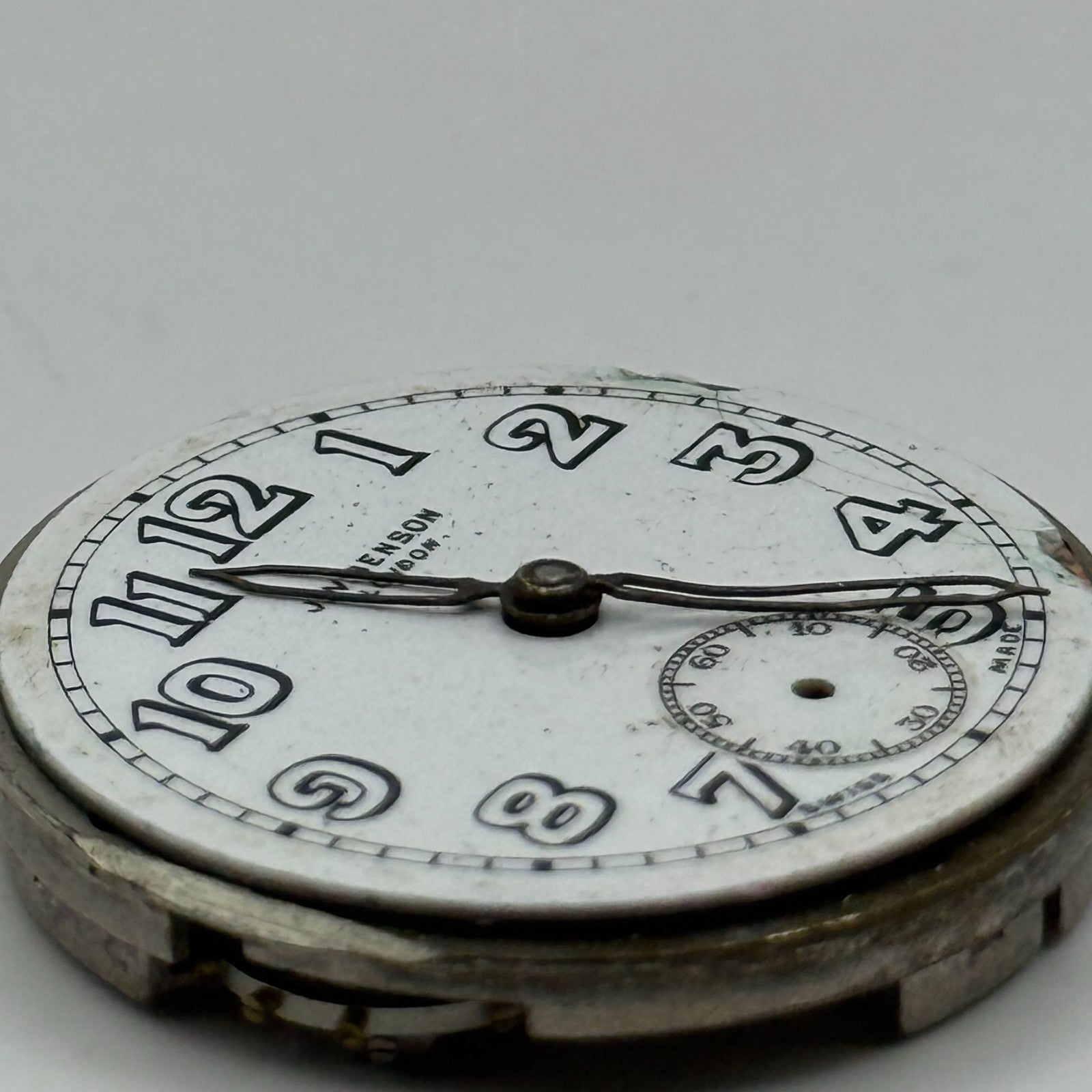 J W Benson Trench 15 Jewels Watch Movement Manual Wind Vintage Parts 27.1mm