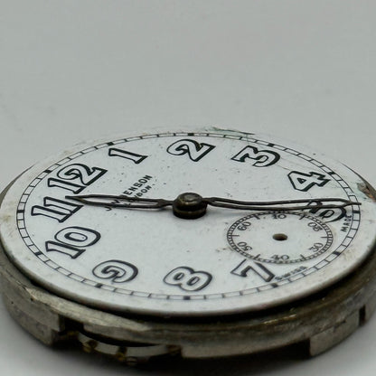 J W Benson Trench 15 Jewels Watch Movement Manual Wind Vintage Parts 27.1mm