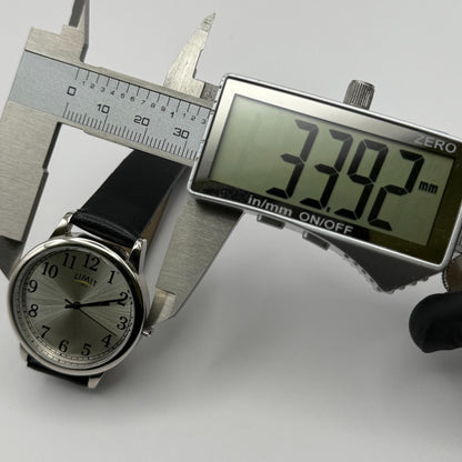 Limit 1912 Ladies Quartz Watch Silver Dial Black Strap Working 34mm New Battery