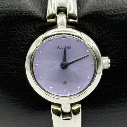 Working Accurist Ladies Purple Dial Silver Tone 19mm Quartz Watch LB327 Japan