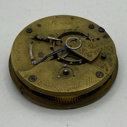 45.6mm Antique Key Wound Pocket Watch Movement PARTS