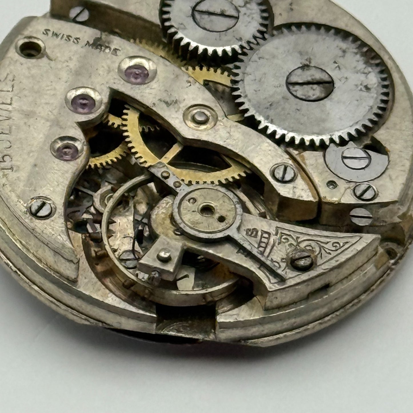 15 Jewels Trench Swiss Watch Movement Marvin 362 ? Vintage Parts Repair 29.8mm