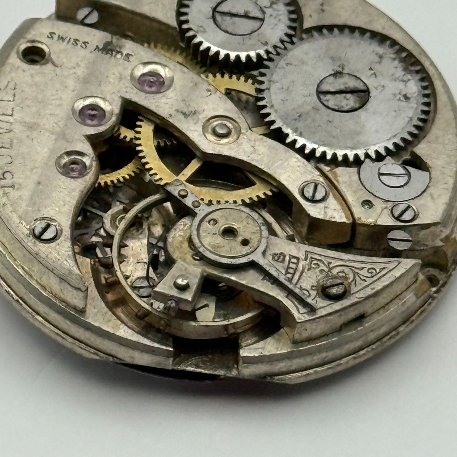 15 Jewels Trench Swiss Watch Movement Marvin 362 ? Vintage Parts Repair 29.8mm