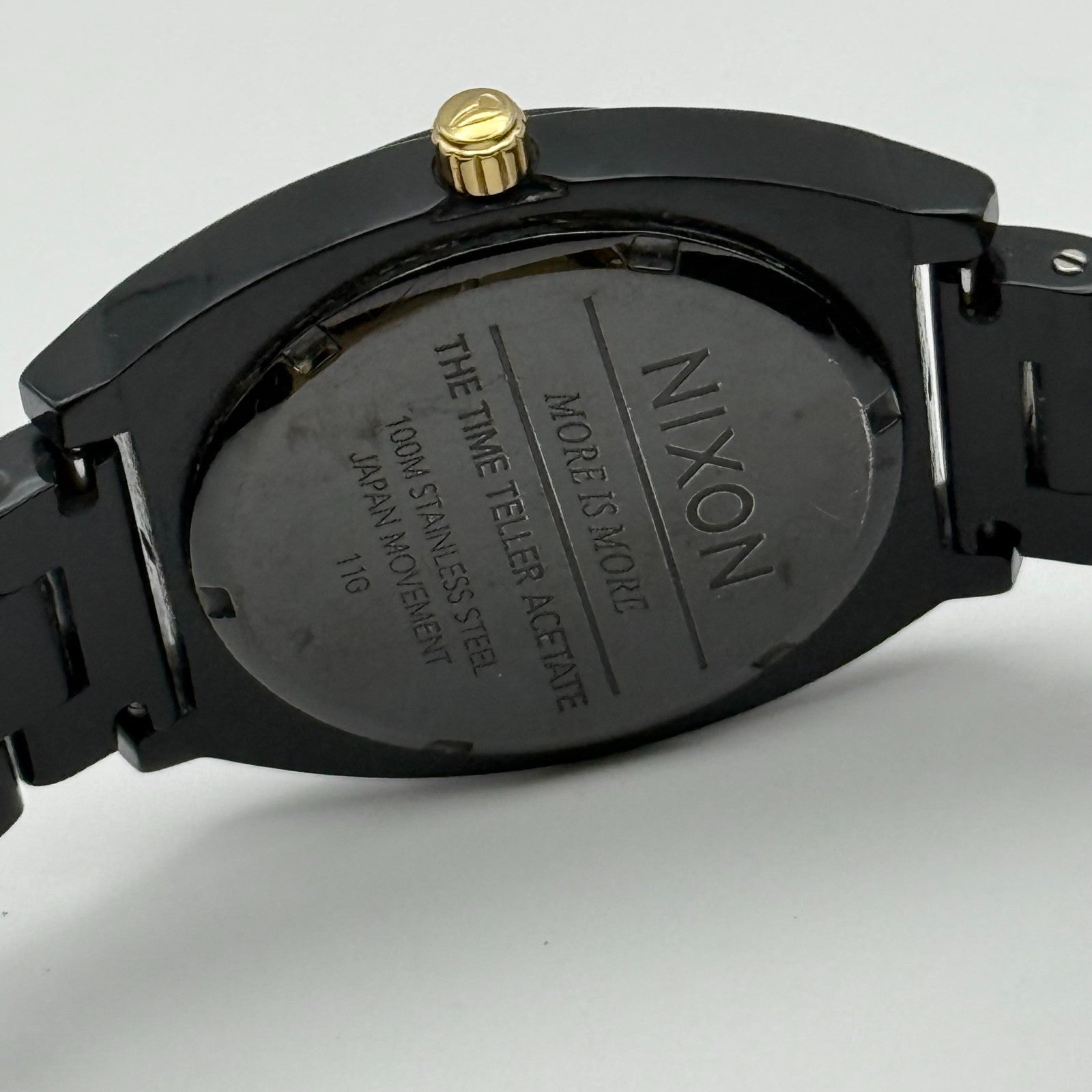 Nixon The Time Teller Acetate Men's Quartz Watch Black Japan Working 39mm