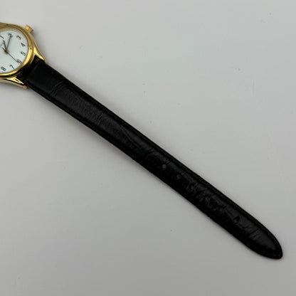 Sekonda Ladies Quartz Watch Gold Tone White Dial Leather Strap Working 25mm