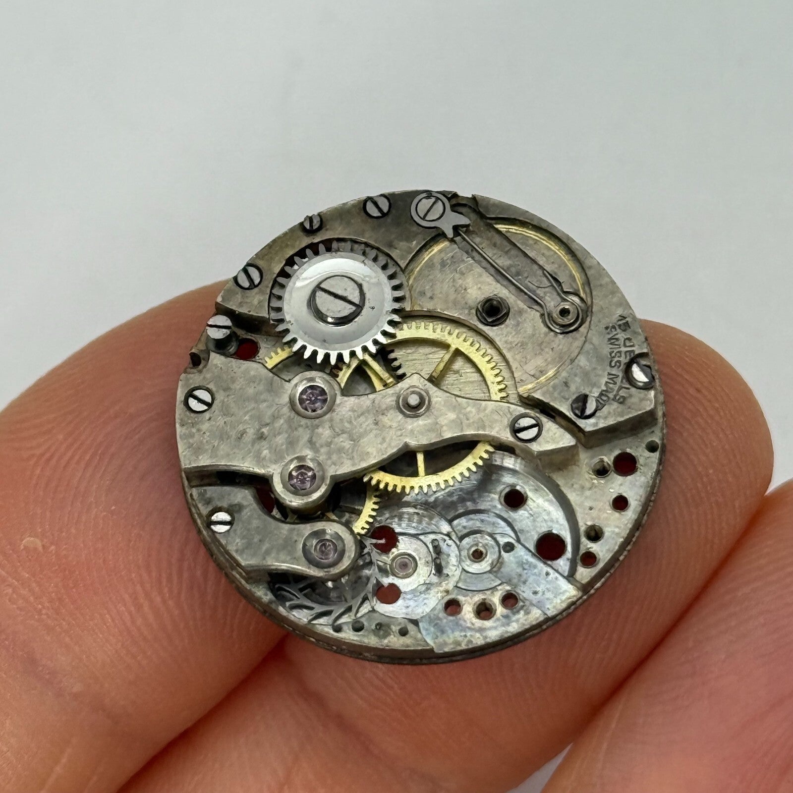 23.7mm Vintage AS 340 A Schild Partial Manual Wind Watch Movement PARTS REPAIR