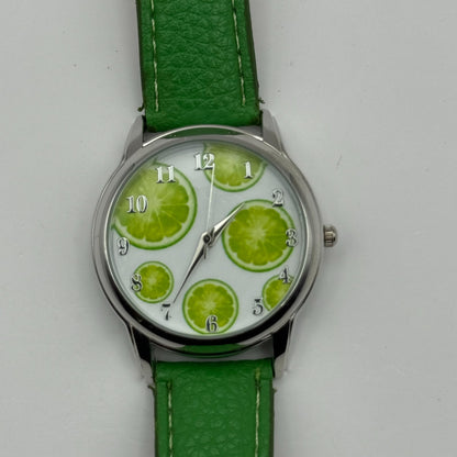 Eve Mon Crios Ladies Quartz Watch Lime Slice Dial Green Strap Japan Working 36mm