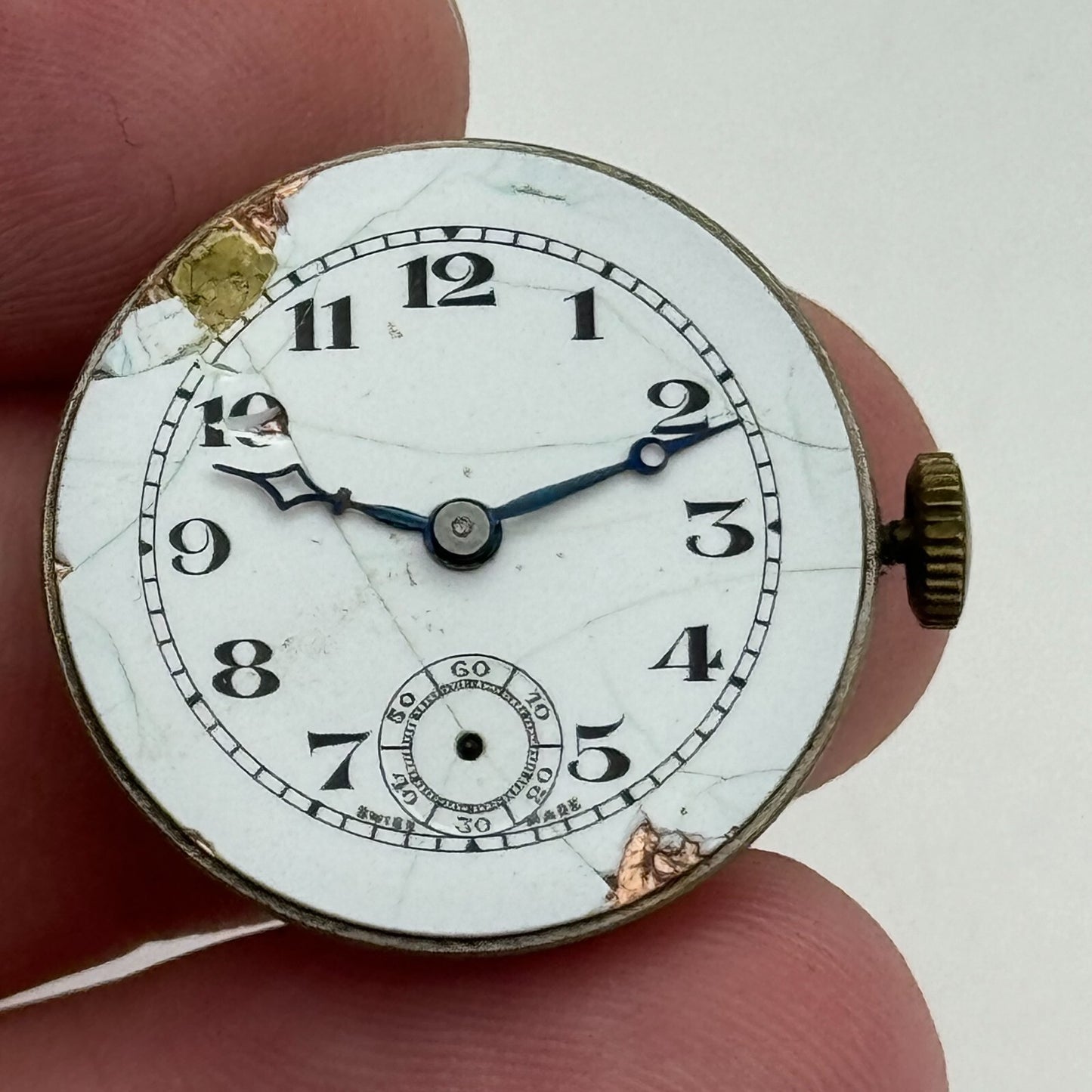 23.6mm Unidentified Sub Seconds Trench Watch Movement Manual Wind PARTS SPARES