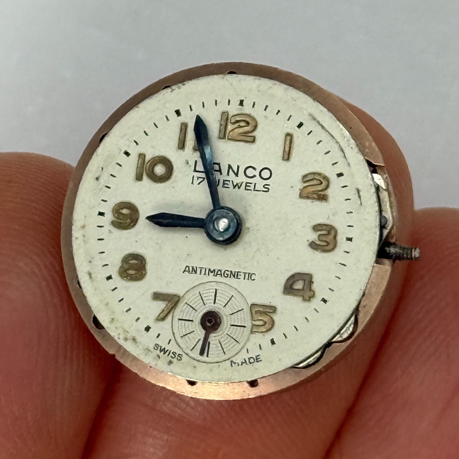 19.7mm Vintage Lanco 806 Swiss 17 Jewels Manual Wind Watch Movement PARTS REPAIR