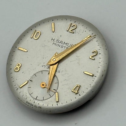 FHF 70 Watch Movement H Samuel Manual Wind Vintage Swiss Parts Repair 23.4mm