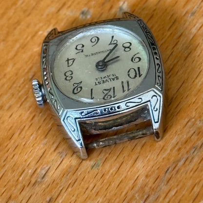 20mm Vintage Salvest 15J Cattin C64 .C Art Deco Case Manual Wind Watch PARTS
