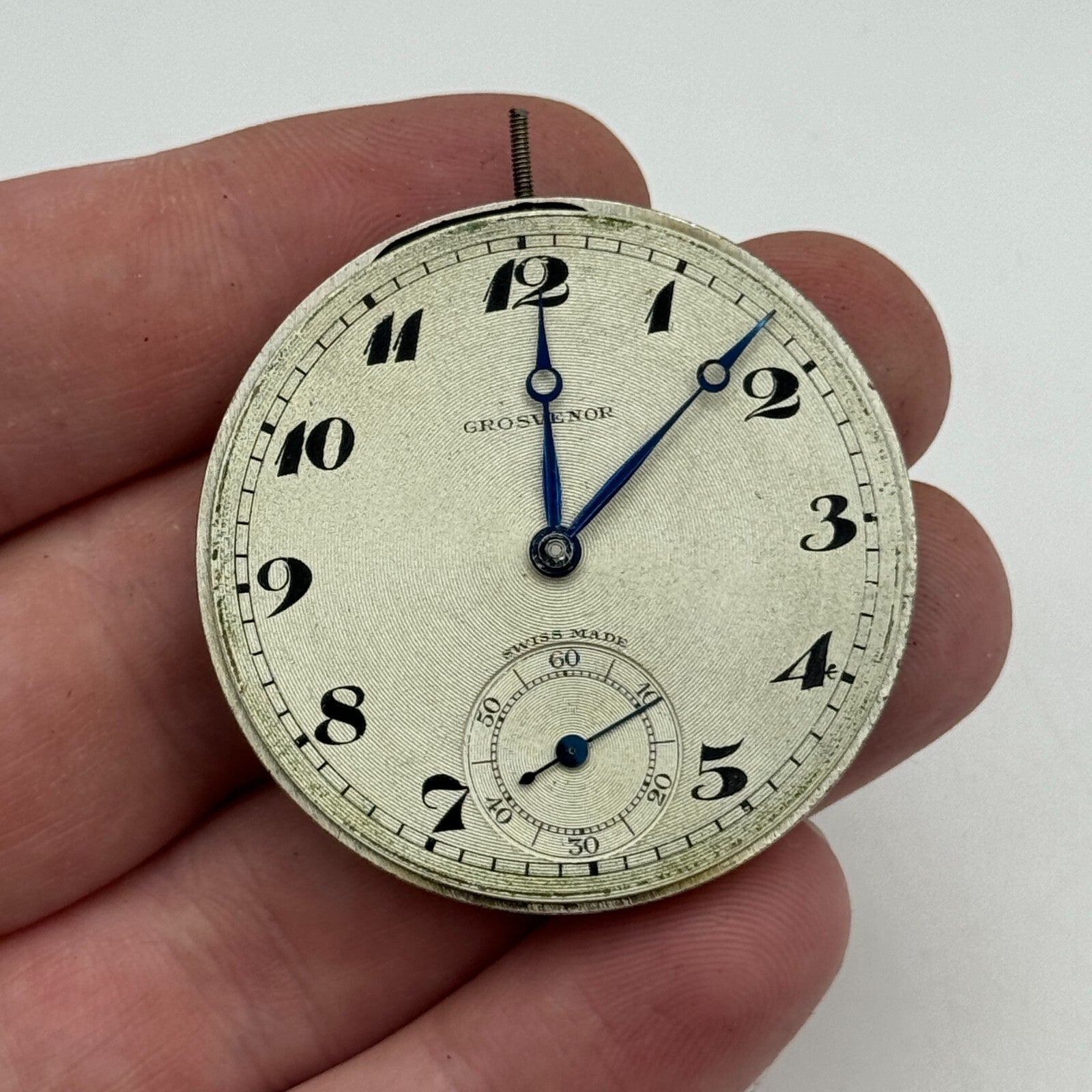 41.5mm Antique Grosvenor Open Face Sub Seconds Swiss Pocket Watch Movement PARTS