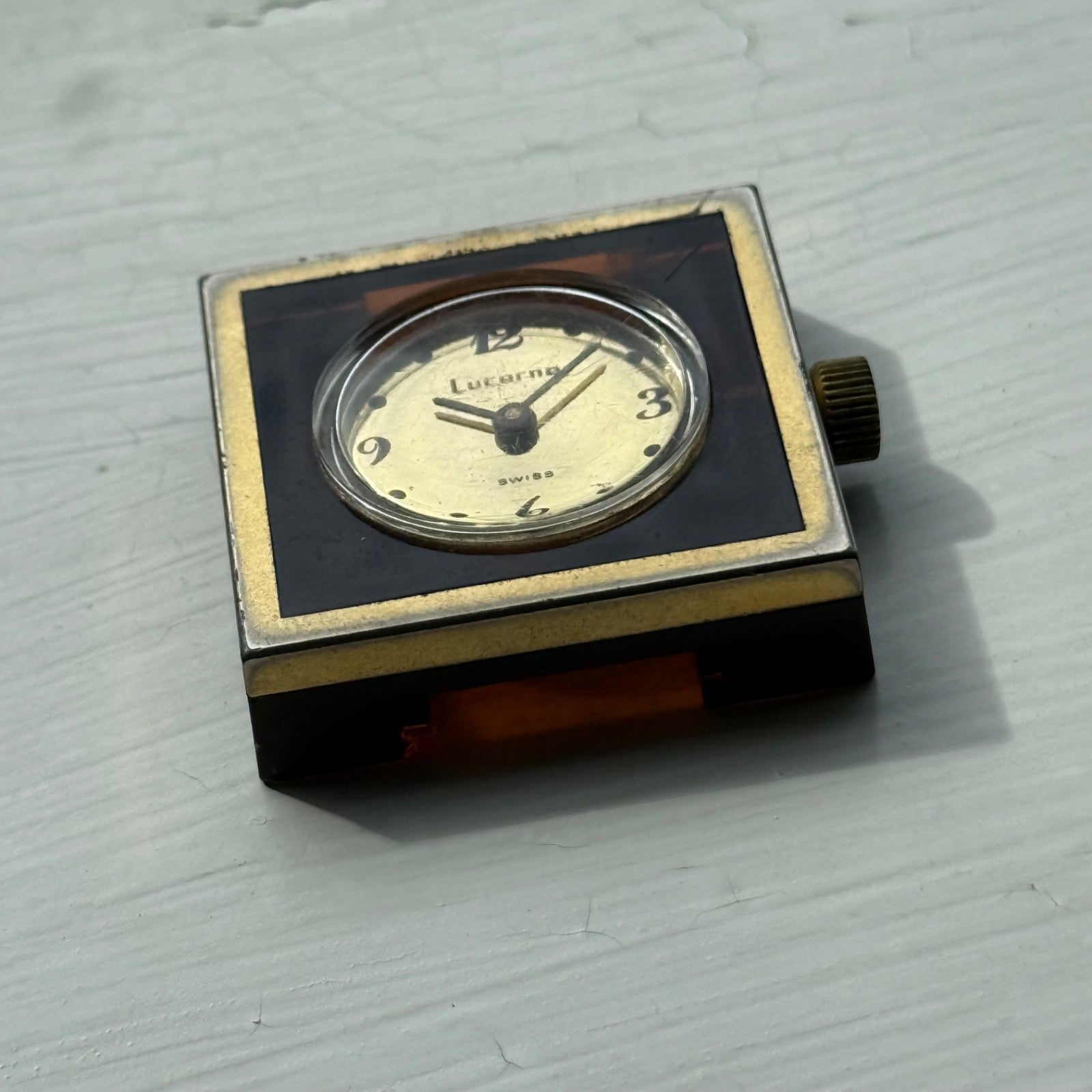 32mm Vintage Square Lucerne Acrylic Case EB 8461 Manual Wind Swiss Watch - PARTS