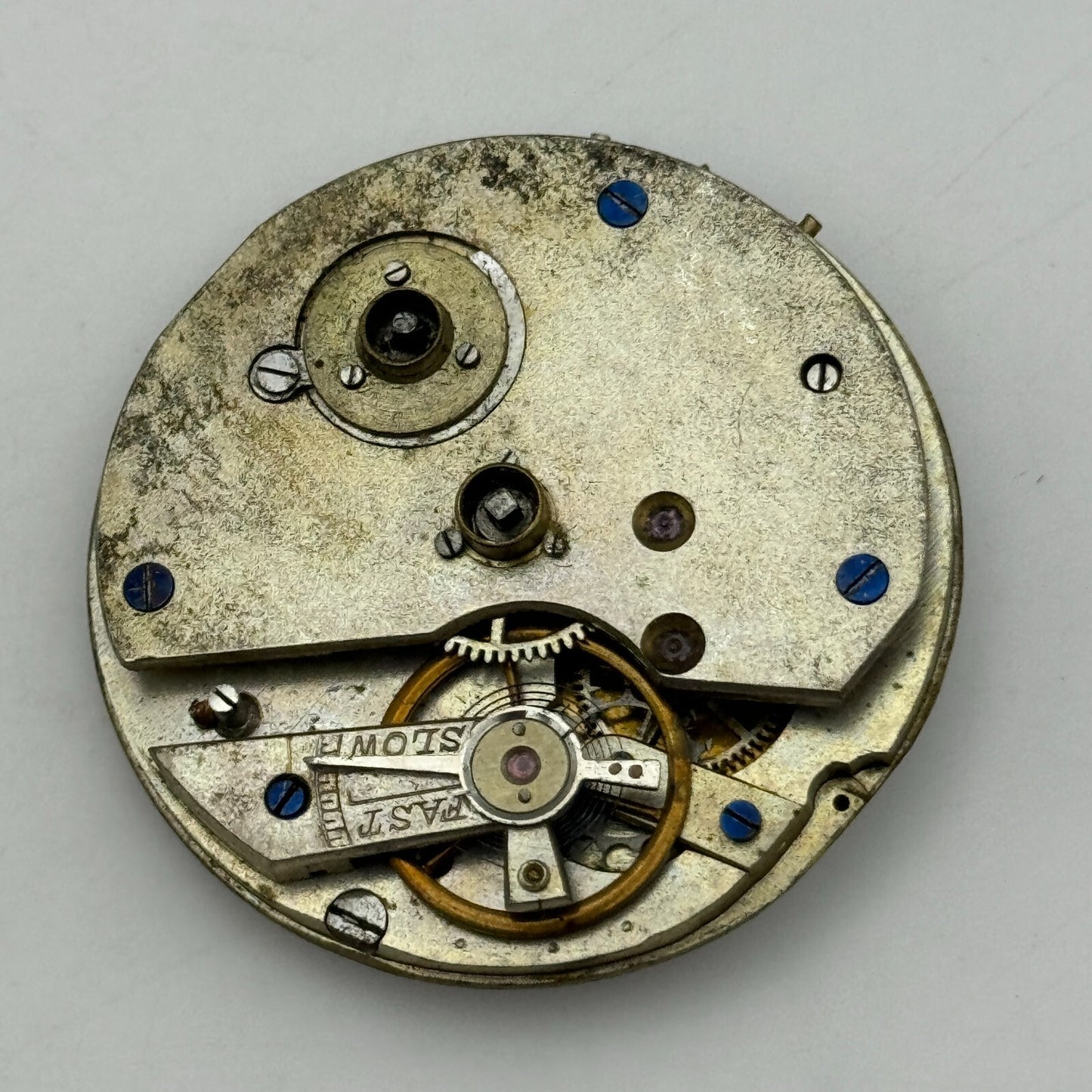 43.2mm Antique Key Wound Balance Intact Pocket Watch Movement Dial Hands PARTS