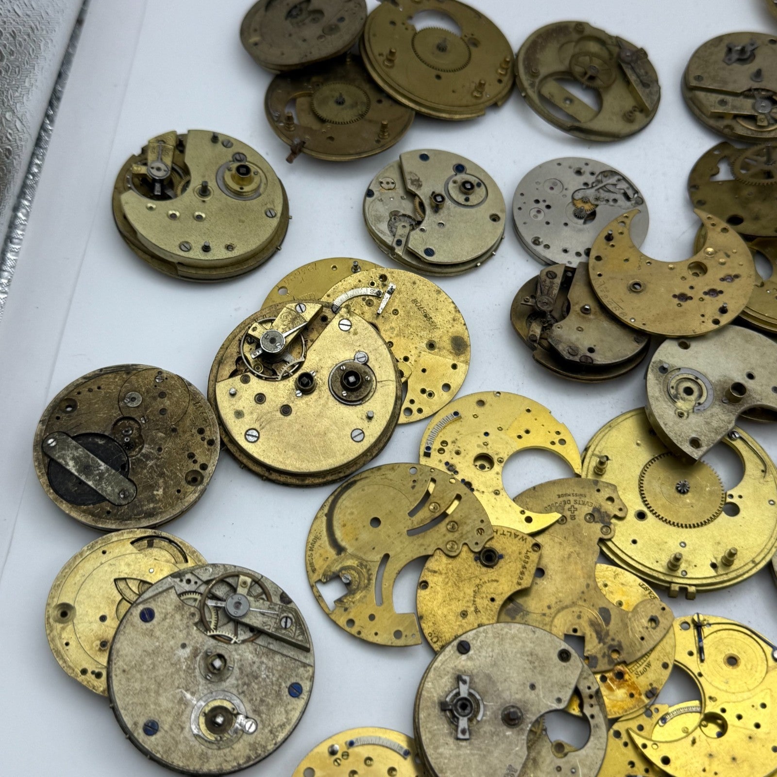 Large Bundle Of Antique Partial Pocket Watch Movements Joblot PARTS REPAIR SPARE