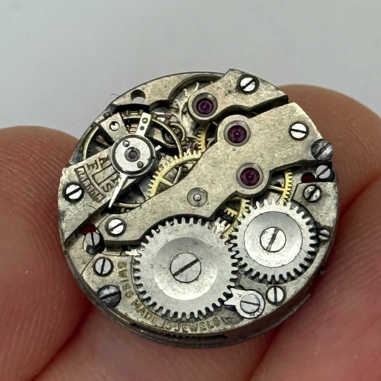 19.7mm Vintage FHF Patent 51482 Swiss Manual Wind Watch Movement PARTS REPAIR