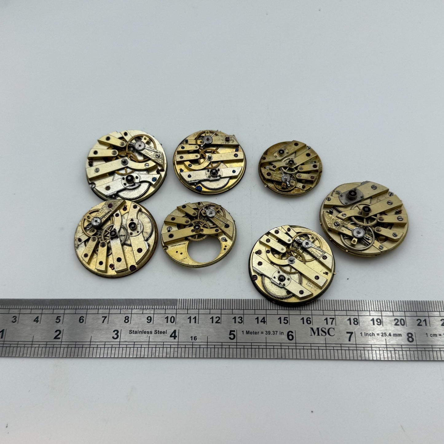 Bundle Of 7 Mixed Antique / Vintage Pocket Watch Movements PARTS REPAIR SPARES