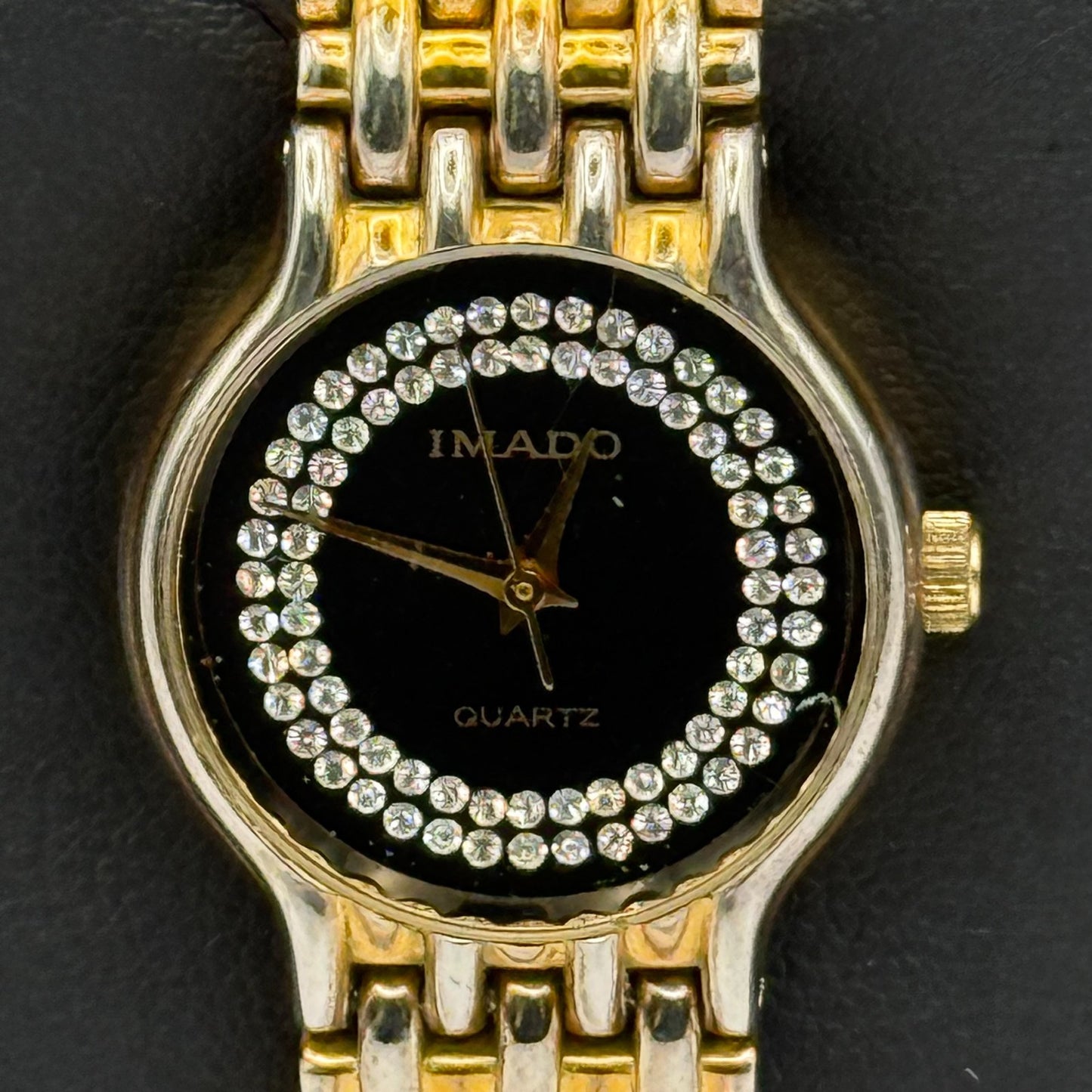 Imado Ladies Quartz Watch Crystal Accents Dial Two Tone Bracelet Working 23mm