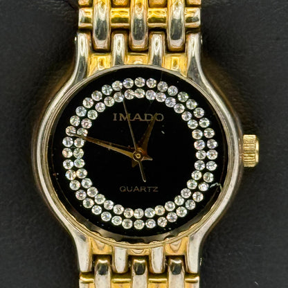 Imado Ladies Quartz Watch Crystal Accents Dial Two Tone Bracelet Working 23mm