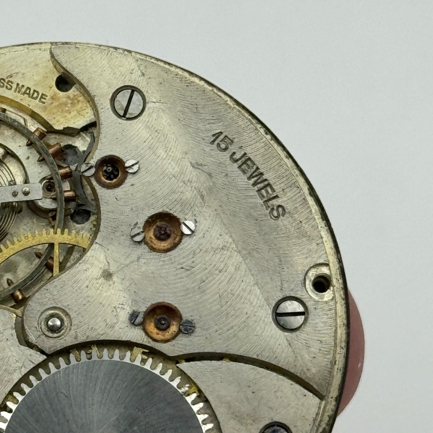 43.1mm Vintage Open Face Swiss Made Pocket Watch Movement PARTS REPAIR SPARES