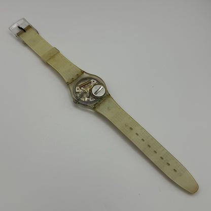 1998 Swatch Calendarium GK726 Quartz Watch Date White Dial Swiss + Box 33mm