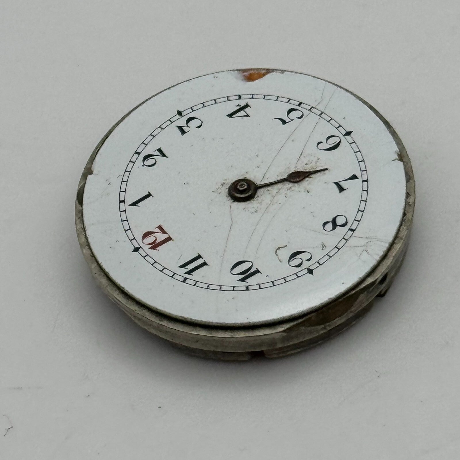25.3mm Unidentified Trench Watch Movement & Dial Manual Wind Vintage Swiss PARTS