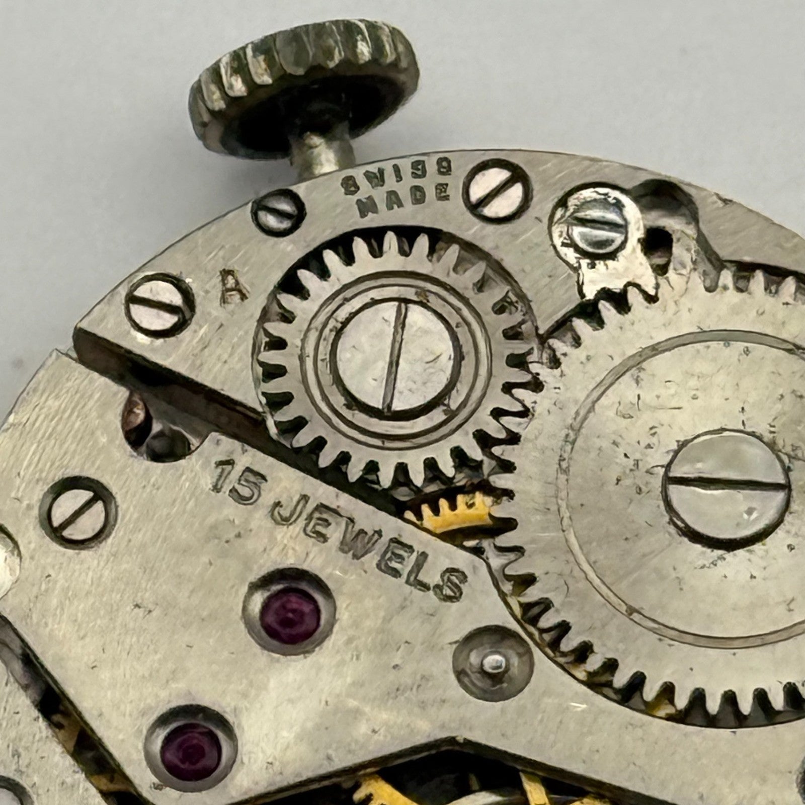 AS 984 Watch Movement Avia Manual Wind Vintage Swiss 15 Jewels Parts 23.4mm