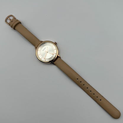 Sekonda Ladies Quartz Watch Silver Dial Rose Gold Tone Case Japan Working 34mm