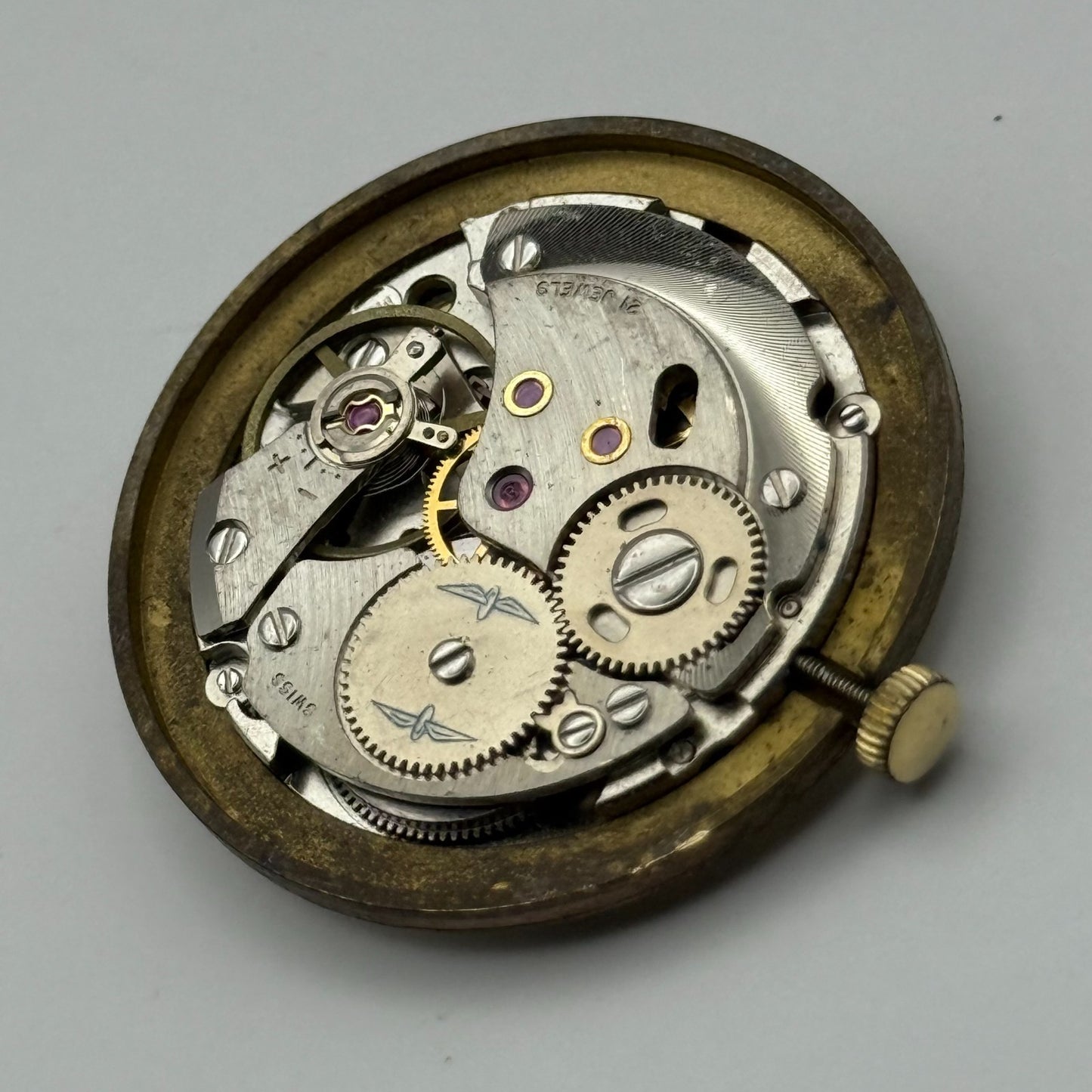AS 2061 Date Watch Movement Rotary Manual Wind Vintage Swiss Parts Repair 25.5mm
