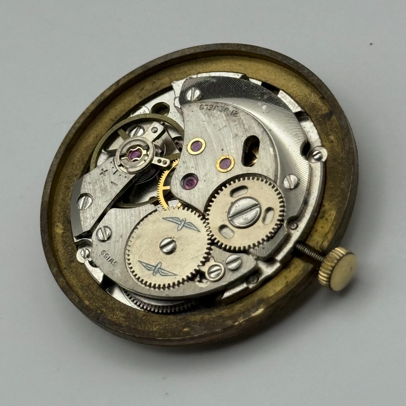 AS 2061 Date Watch Movement Rotary Manual Wind Vintage Swiss Parts Repair 25.5mm