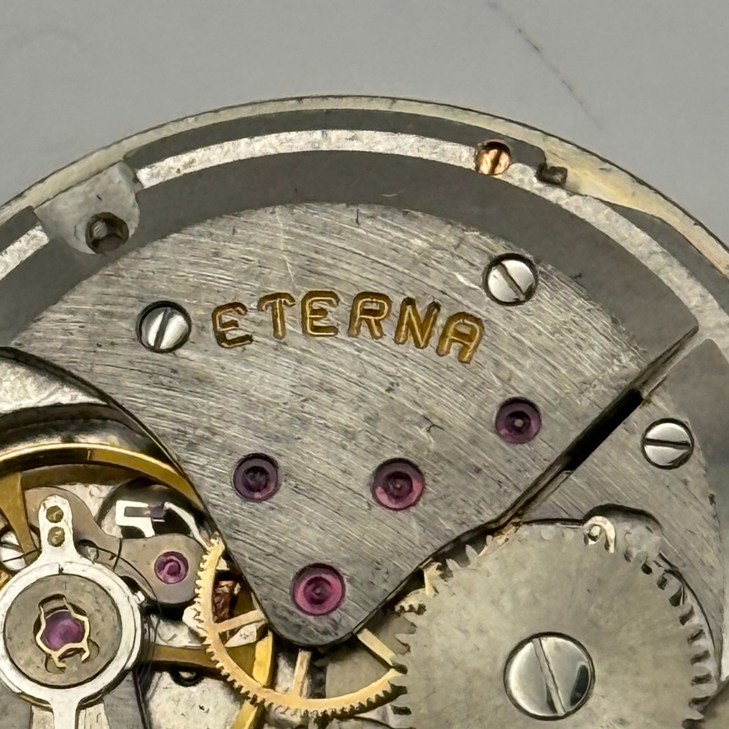 Eterna 1475K Watch Movement Garrard Manual Wind Vintage Swiss Parts 27.8mm