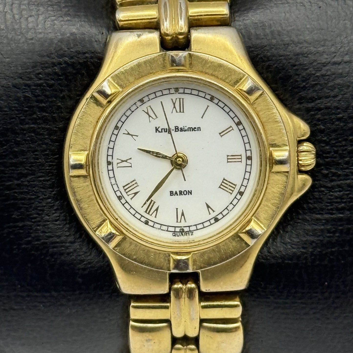 28mm Working Ladies Krug Baumen Baron 4959KL Gold Plated Quartz Watch 5.7 Inches